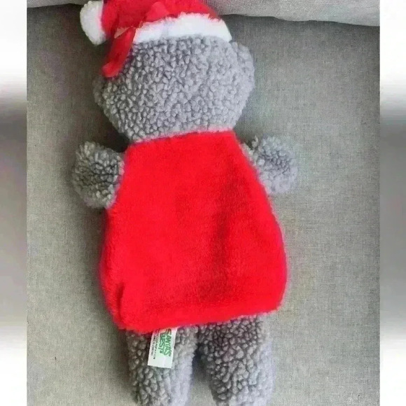 Santa’s Best Teddy Bear Christmas Stocking Hanging Plush Hand Puppet 15” Pouch - Picture 4 of 4